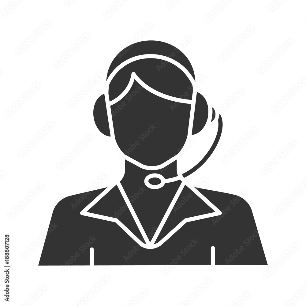 Call center operator glyph icon