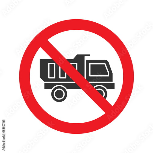 Forbidden sign with truck glyph icon