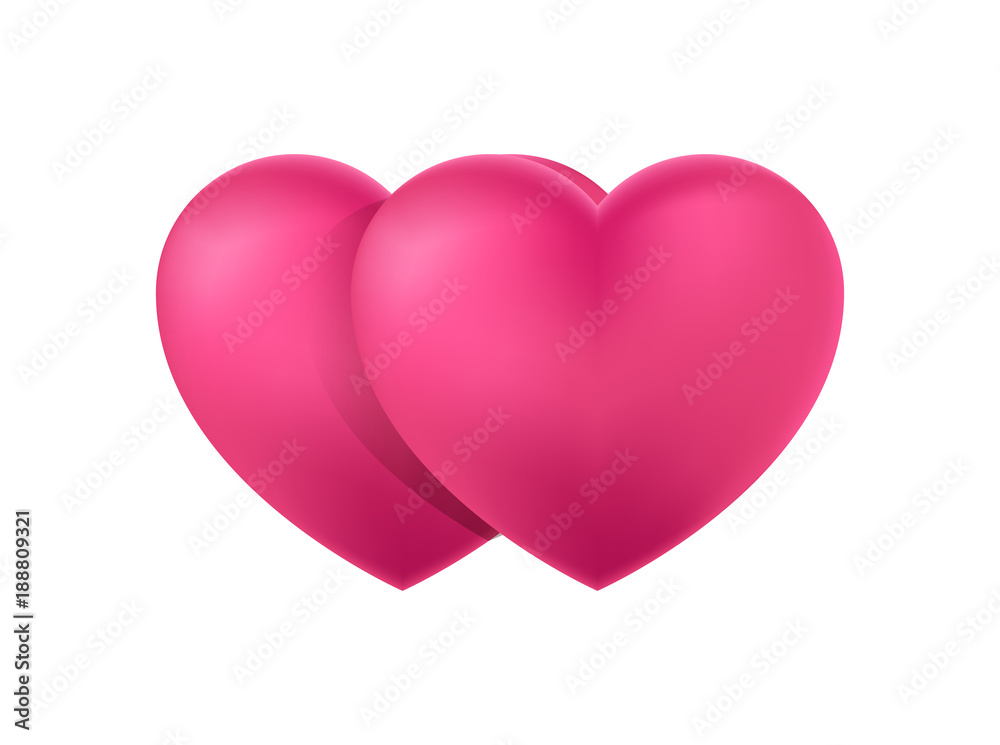 Closeup of Two Big Hearts Vector Illustration