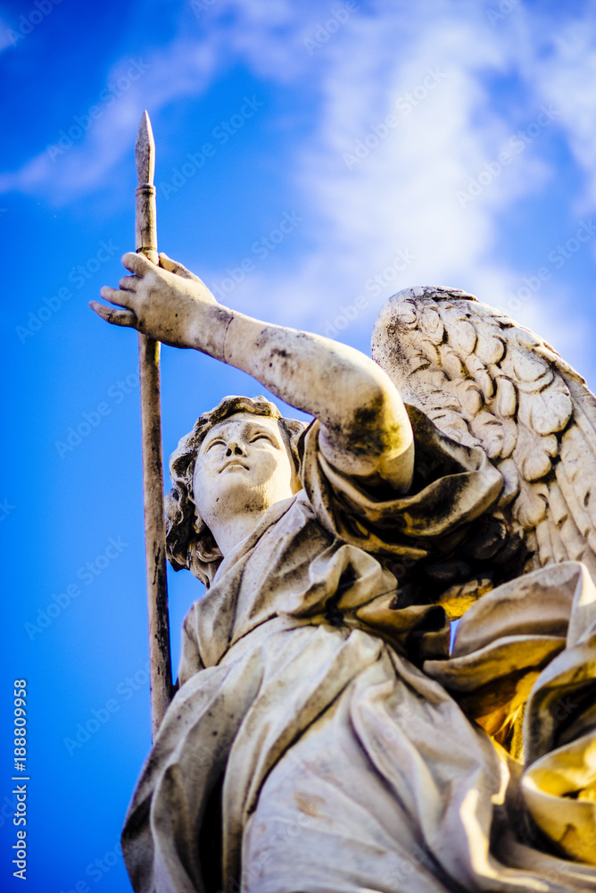 Fototapeta premium Italy, Rome, Castel Sant'Angelo, statue of an angel with a spear