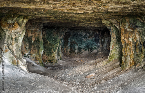 Inside the corridors of old abandoned limestone mines.