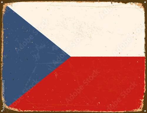 Vintage Metal Sign - Czech Republic Flag - Vector EPS10. Grunge scratches and stain effects can be easily removed for a cleaner look.