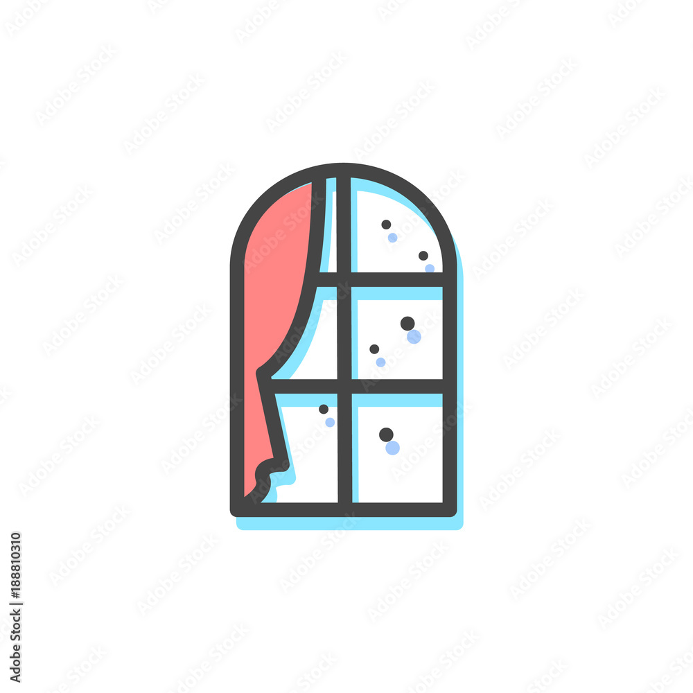 Window with Curtain Christmas Vector Illustration Window with Curtain Christmas Vector Illustration