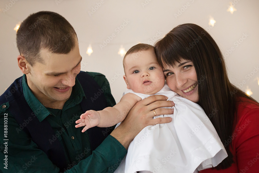 father, mother and child. A married couple with a six-month-old daughter. a family father, mother and child. A married couple with a six-month-old daughter. a family