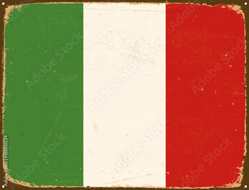 Vintage Metal Sign - Italy Flag - Vector EPS10. Grunge scratches and stain effects can be easily removed for a cleaner look.