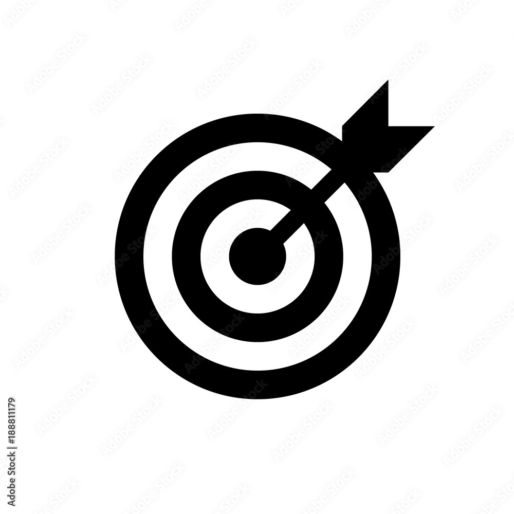 Arrow in center of board. Flat target icon Arrow in center of board. Flat target icon