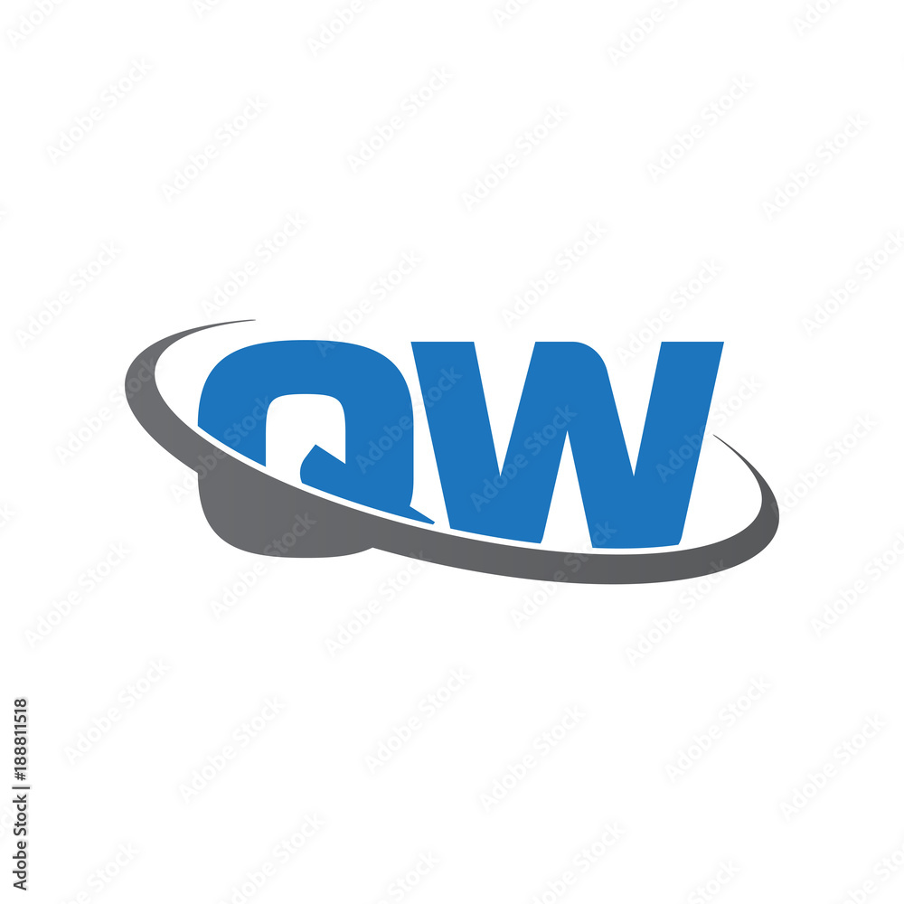 Fototapeta premium Initial letter QW, overlapping swoosh ring logo, blue gray color