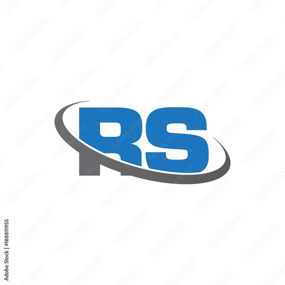 Initial letter RS, overlapping swoosh ring logo, blue gray color
