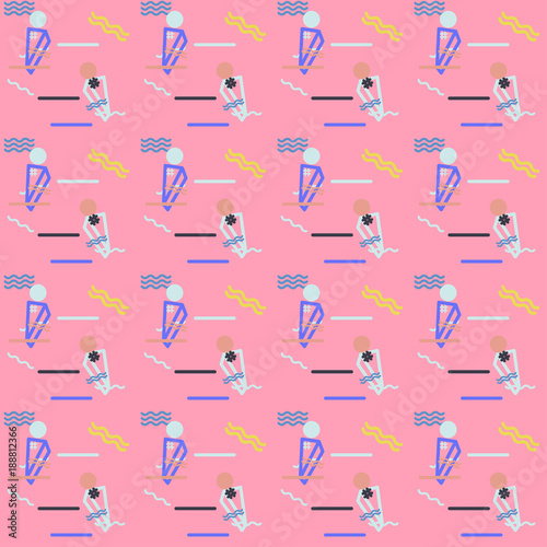 Abstract seamless vector pattern for girls  boys  clothes. Creative background with dots  geometric figures Funny wallpaper for textile and fabric. Fashion style. Colorful bright