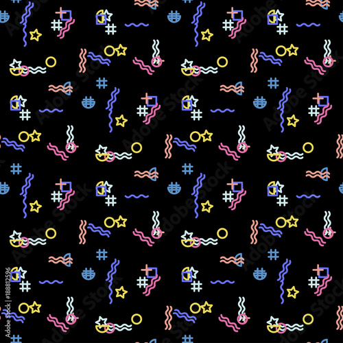 Abstract seamless vector pattern for girls, boys, clothes. Creative background with dots, geometric figures Funny wallpaper for textile and fabric. Fashion style. Colorful bright