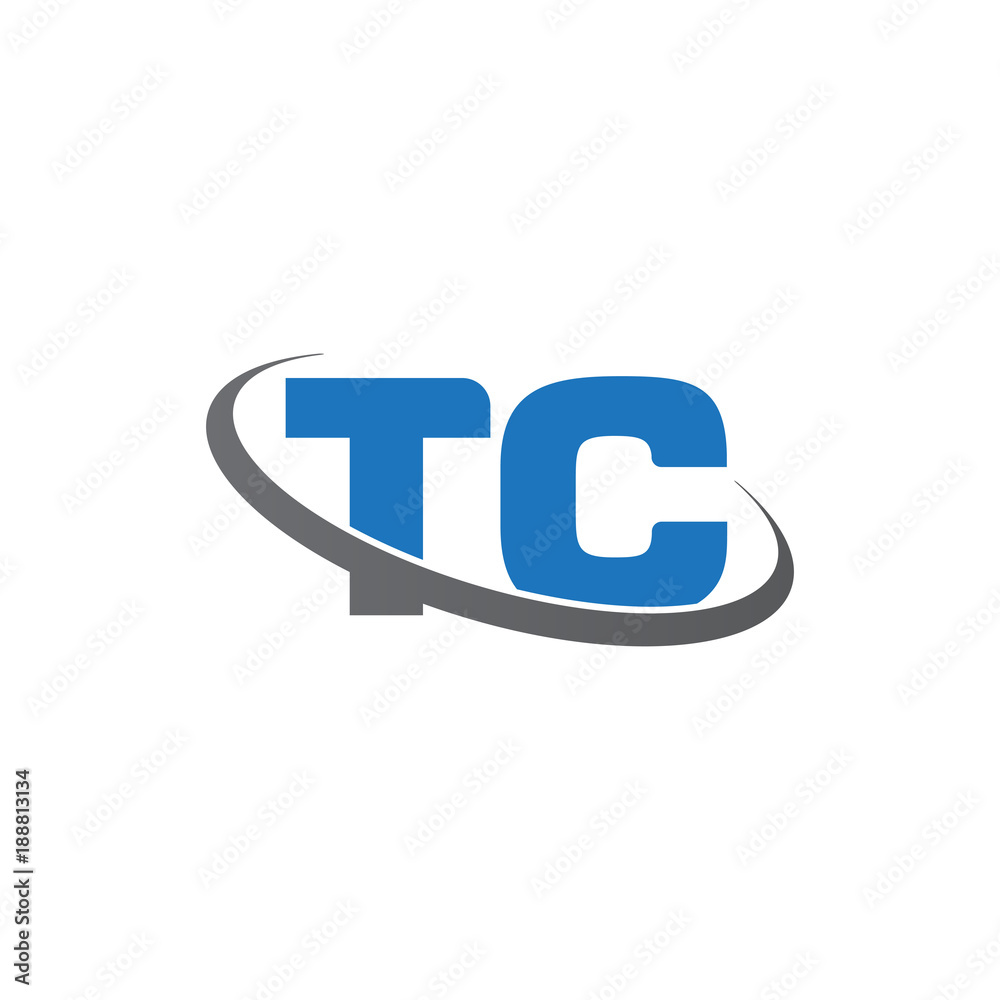 Initial letter TC, overlapping swoosh ring logo, blue gray color Initial letter TC, overlapping swoosh ring logo, blue gray color