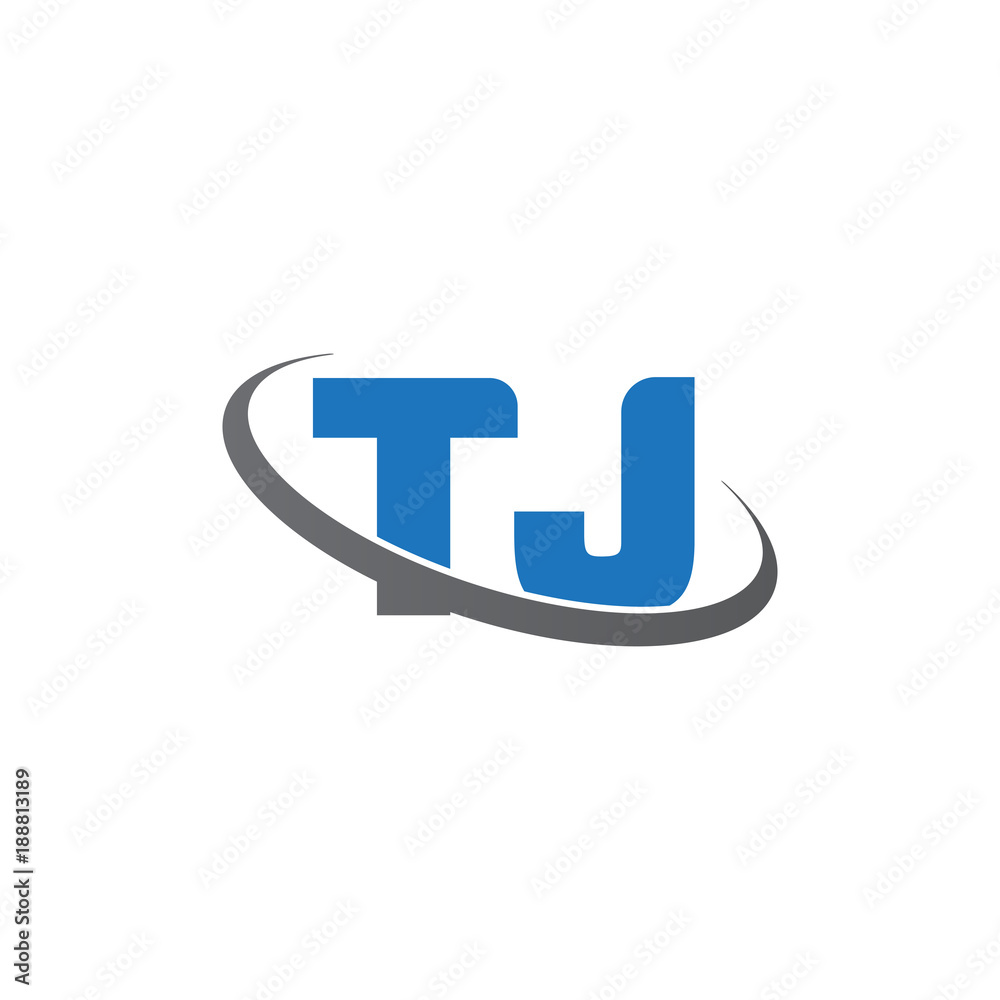 Initial letter TJ, overlapping swoosh ring logo, blue gray color Initial letter TJ, overlapping swoosh ring logo, blue gray color
