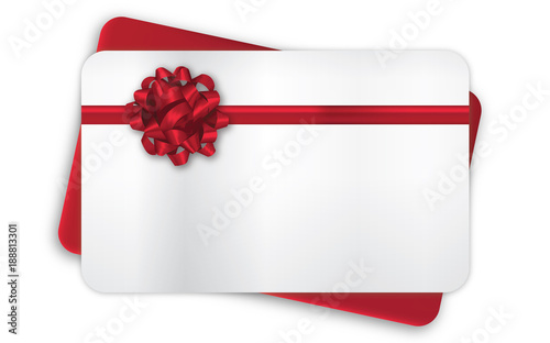 Geschenkkarte mit Rosette - rot horizontal