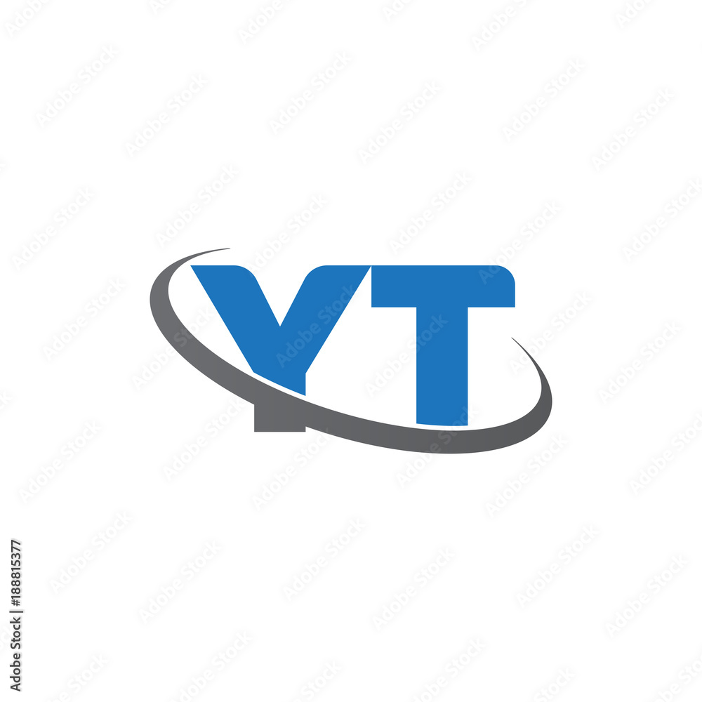 Initial letter YT, overlapping swoosh ring logo, blue gray color Initial letter YT, overlapping swoosh ring logo, blue gray color