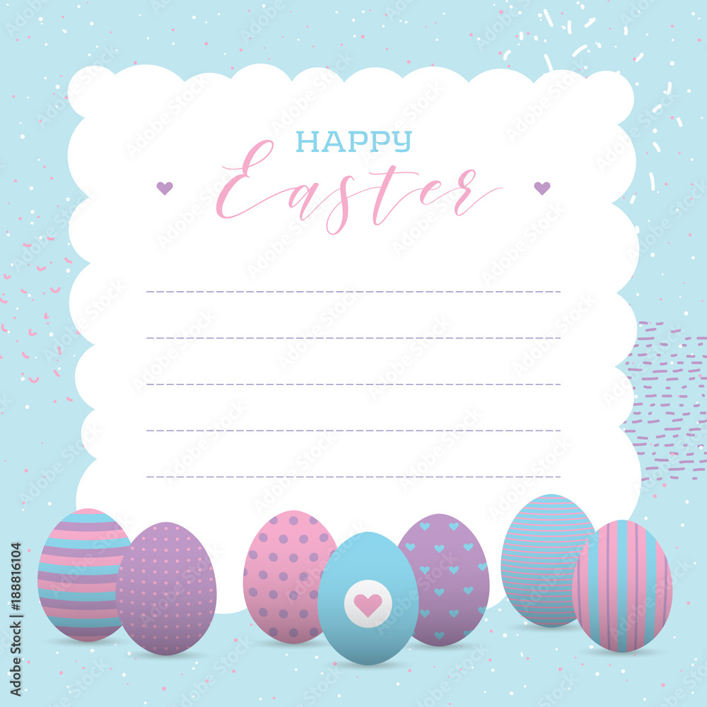Happy easter greeting card with painted eggs Happy easter greeting card with painted eggs