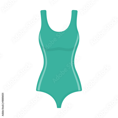 Swimsuit on white background, cartoon illustration of beach accessories for summer holidays. Vector