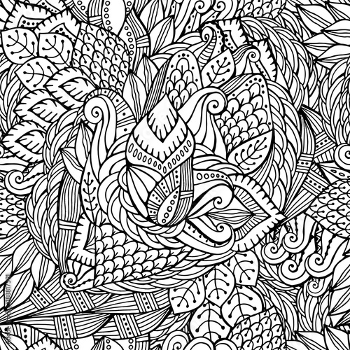 stock vector seamless flower, doodle pattern. abstract art background