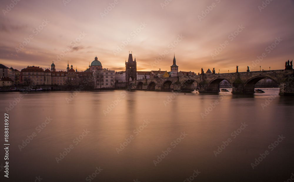 Charles Bridge, one of the famous places of the world. Prague, the Czech 