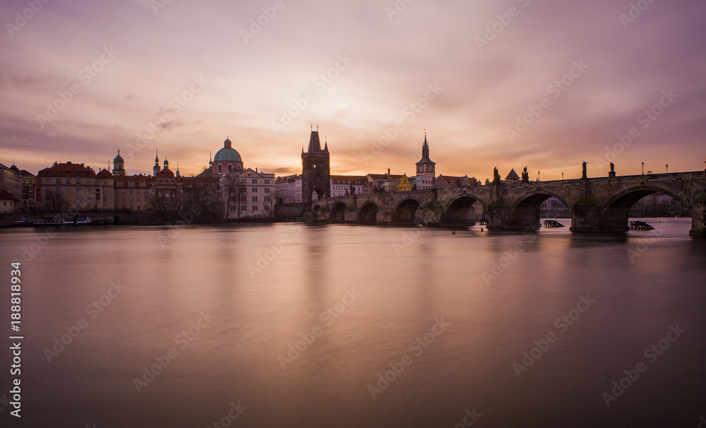 Charles Bridge, one of the famous places of the world. Prague, the Czech 