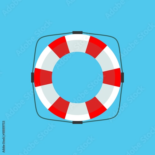 Lifebuoy icon in flat style isolated on a background. Simple vector life ring or life preserver symbol. Stock flat vector illustration. photo