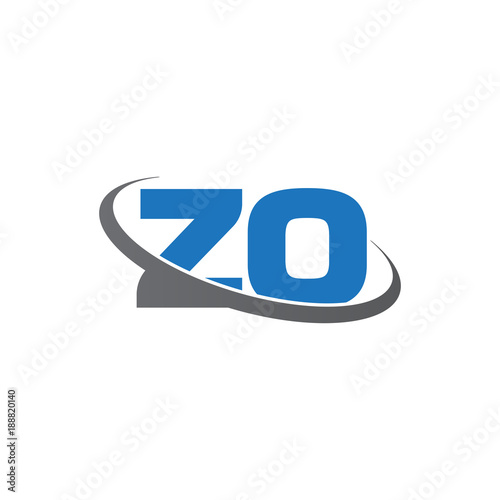 Initial letter ZO, overlapping swoosh ring logo, blue gray color © ariefpro
