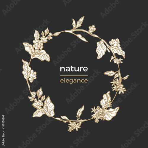 Vector template with frame of coffee branch