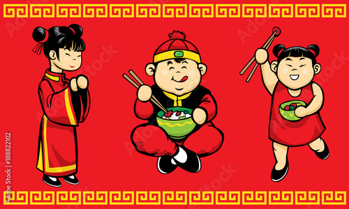 Chinese Kids Eating