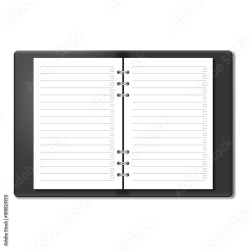 To Do List open realistic notebook with blank pages vector mockup