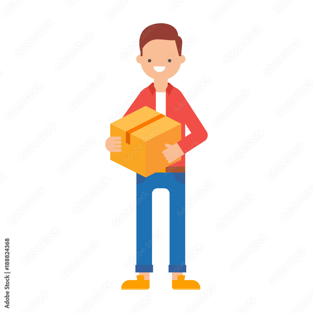 Vector illustration of a man holding a parcel Vector illustration of a man holding a parcel