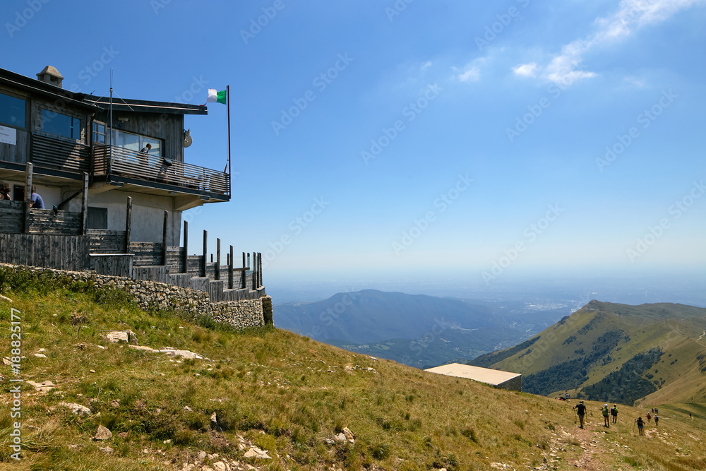 Monte Baldo. Italy. restaurant for tourists on top of the mountain. Monte Baldo. Italy. restaurant for tourists on top of the mountain.