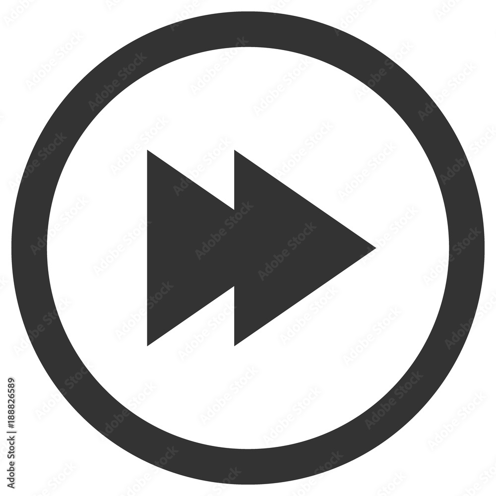 Forward, rewind icon in circle. Media player control button. Vector.