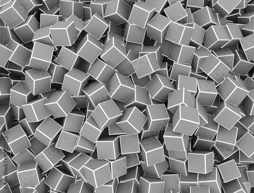 Chaotic grey 3d cubes background pattern