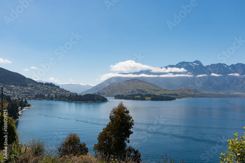 New Zealand Queenstown Lake Wakatipu landscape mountain fjord crystal clear water