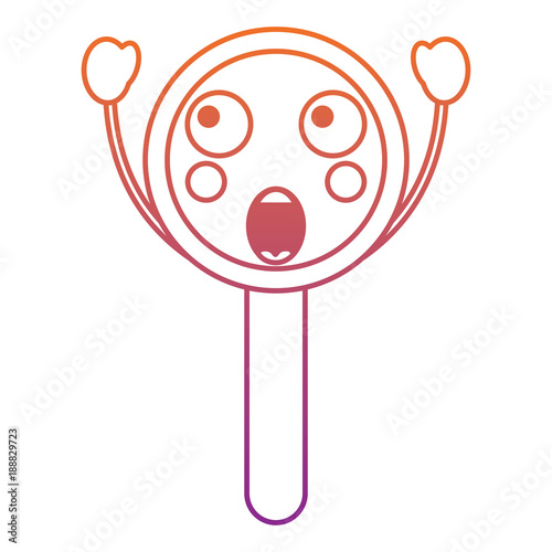 suprised magnifying glass kawaii icon image vector illustration design  red to purple ombre line