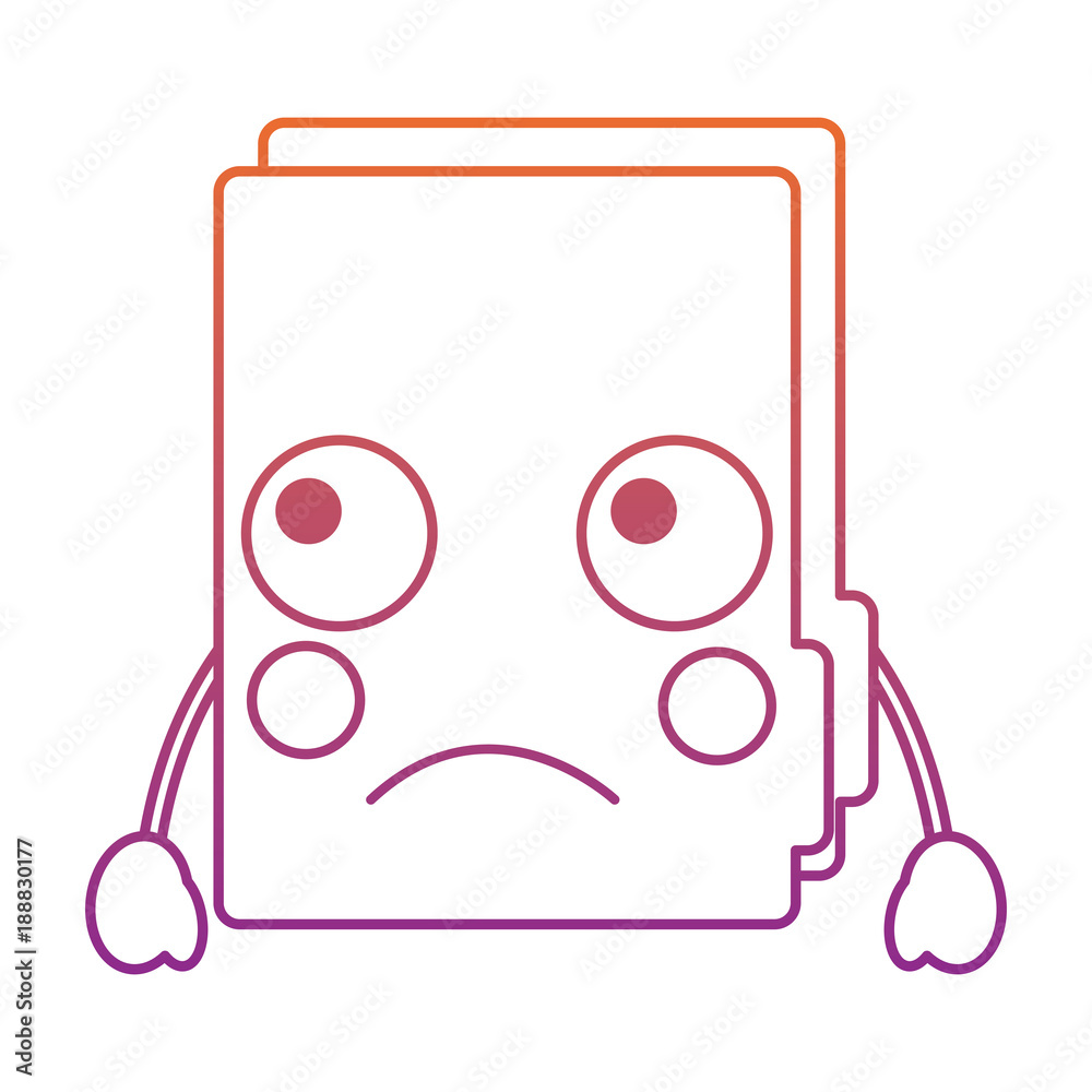 sad file folder kawaii icon image vector illustration design red to purple ombre line sad file folder kawaii icon image vector illustration design red to purple ombre line