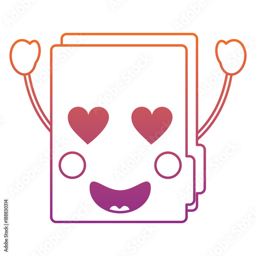 file folder heart eyes kawaii icon image vector illustration design  red to purple ombre line