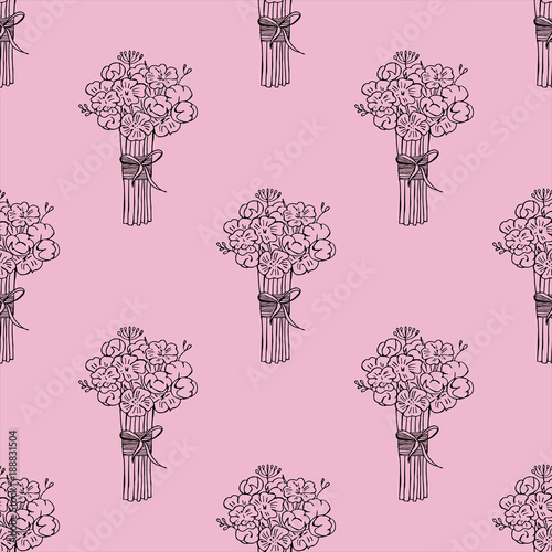 Wedding bouquet, bouquet on holiday, Valentine's day, hand-drawn, vector illustration
