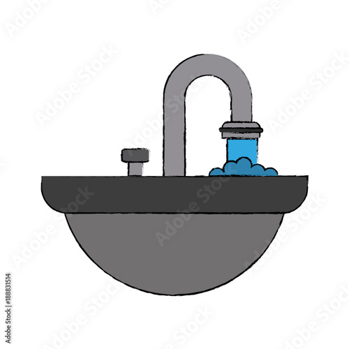 Bathtub with faucet open icon vector illustration graphic design