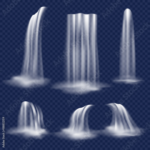 Vector realistic waterfall set