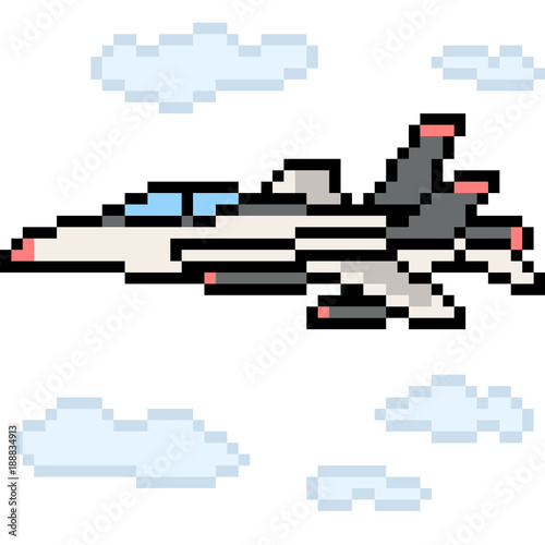 vector pixel art jet plane