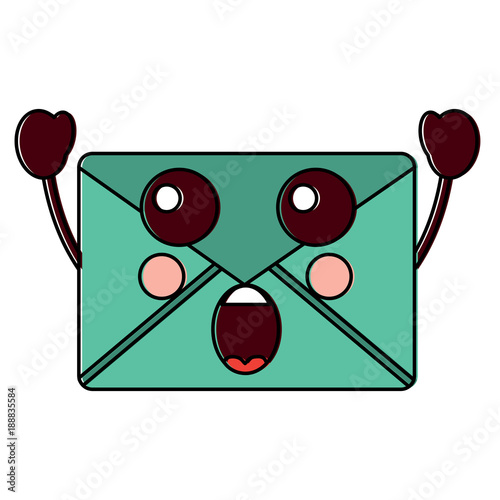 suprised message envelope kawaii icon image vector illustration design 