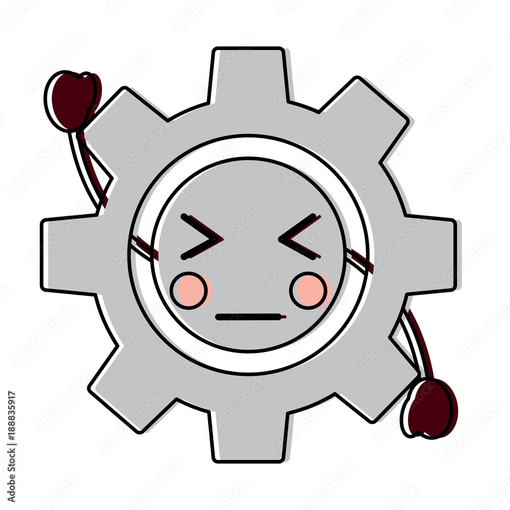 angry gear kawaii icon image vector illustration design 