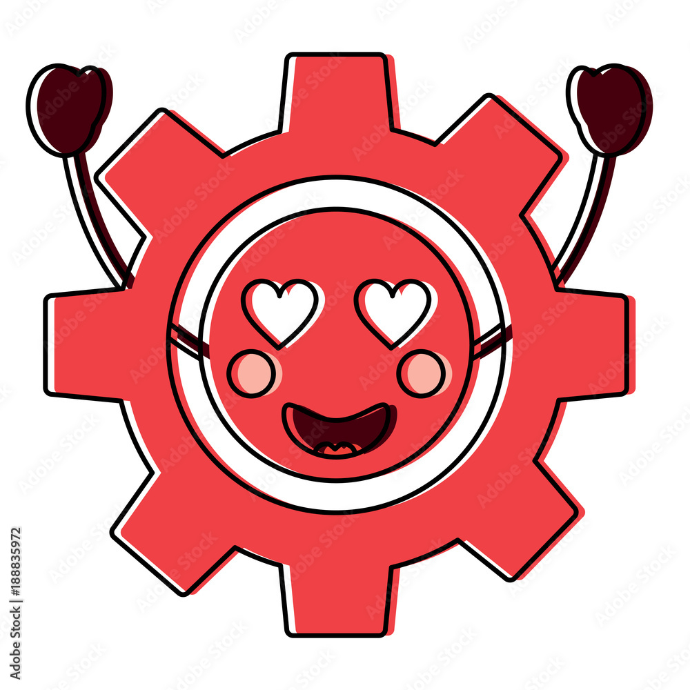 gear heart eyes kawaii icon image vector illustration design gear heart eyes kawaii icon image vector illustration design