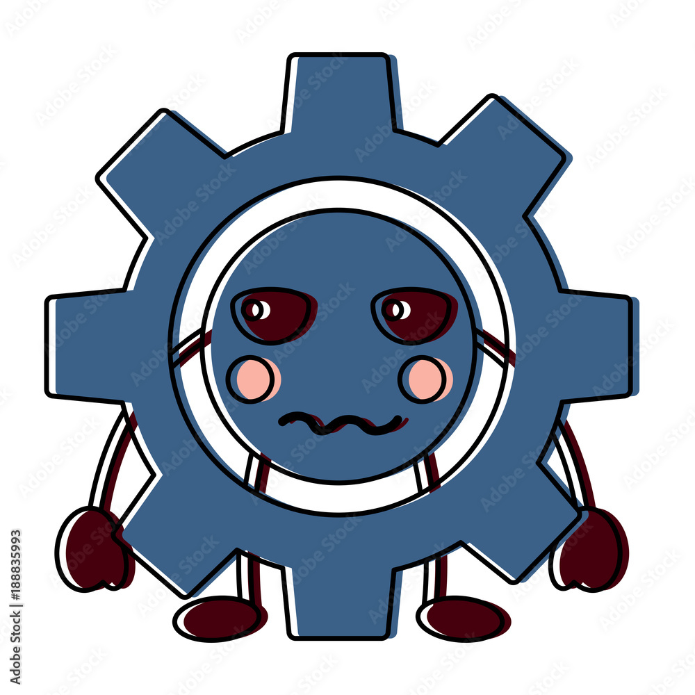 angry gear kawaii icon image vector illustration design 