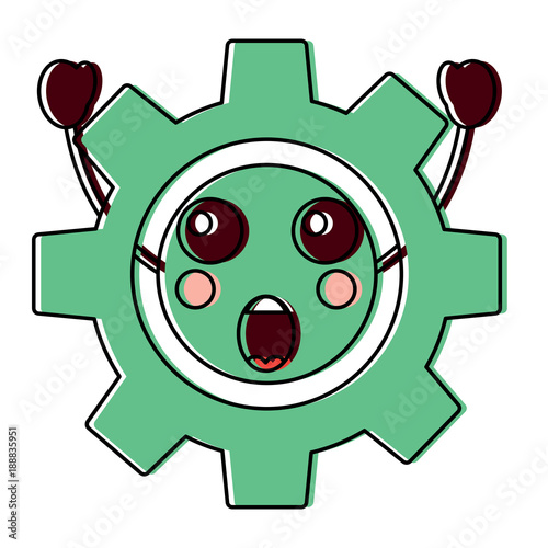 suprised gear kawaii icon image vector illustration design 