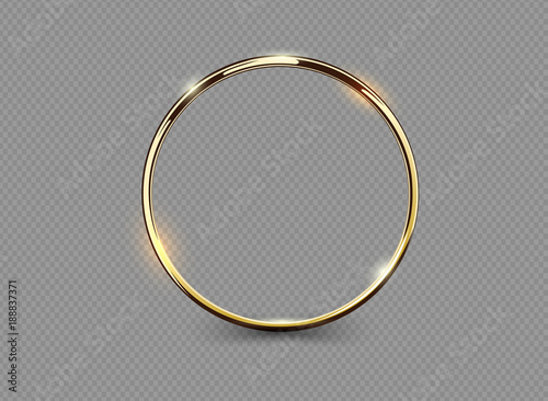 Abstract luxury golden ring on transparent background. Vector light circles spotlight light effect. Gold color round frame. photo
