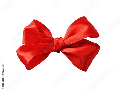 Red satin ribbon bow
