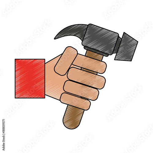Hand with hammer icon vector illustration graphic design