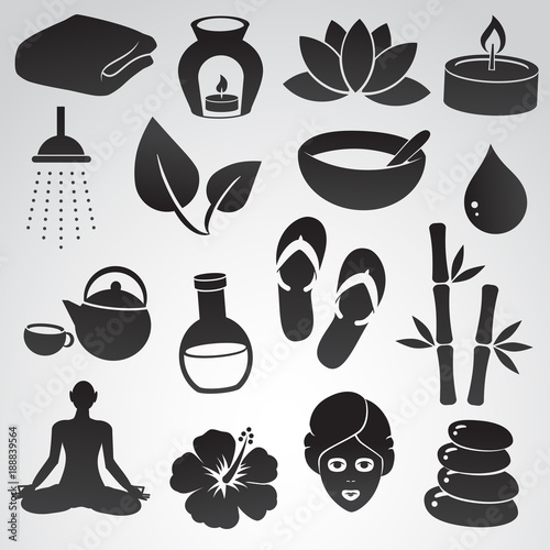 Spa vector icon set. Wellness symbols.