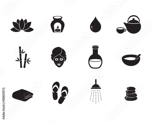 Spa vector icon set. Wellness symbols.